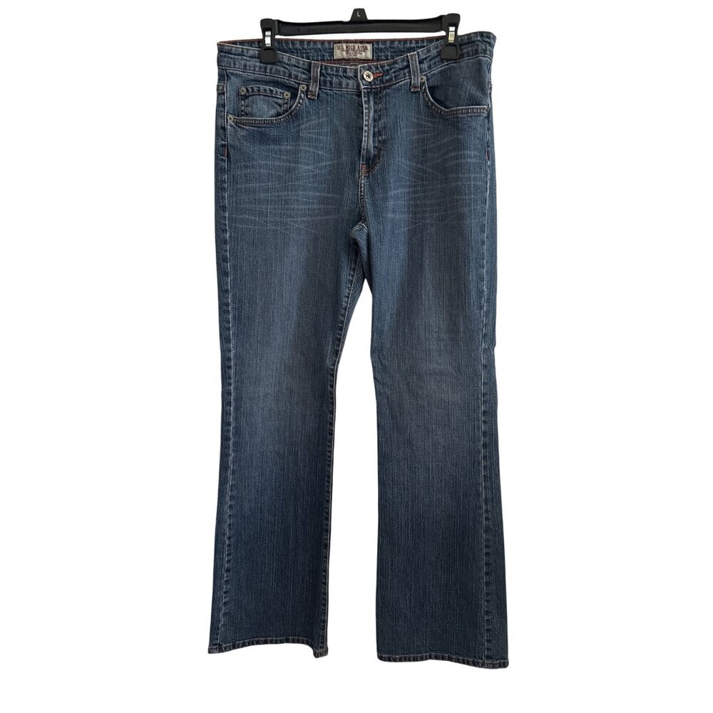 Vtg U.S. Polo Assn. Jeans Size 15/16 (Juniors) Blue Denim Bootcut Made In Jordan